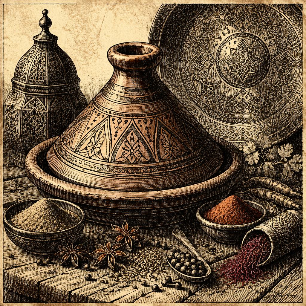 Perinteinen savinen tajine-astia Perinteinen savinen tajine-astia
