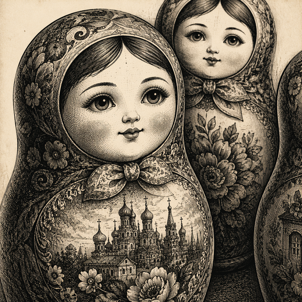 Perinteisiä venäläisiä matryoshka-nukkeja läheltä kuvattuna Perinteisiä venäläisiä matryoshka-nukkeja läheltä kuvattuna