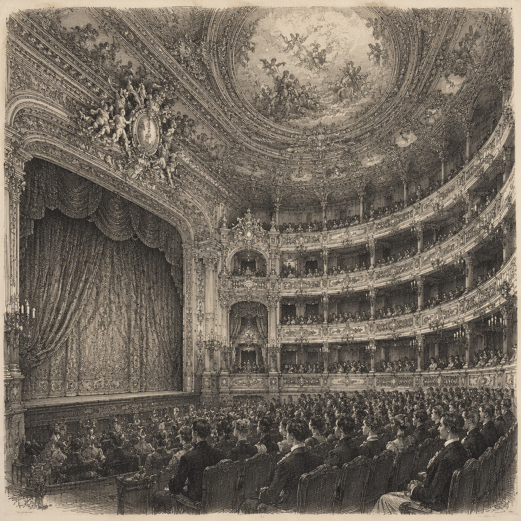 Historiallisen teatterin ylellinen sisätila ja katsomo Historiallisen teatterin ylellinen sisätila ja katsomo