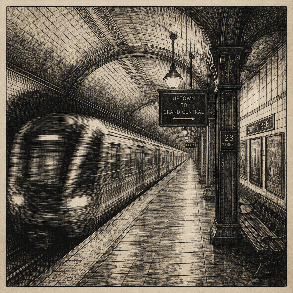 Moderni metro saapumassa valoisalle laiturille