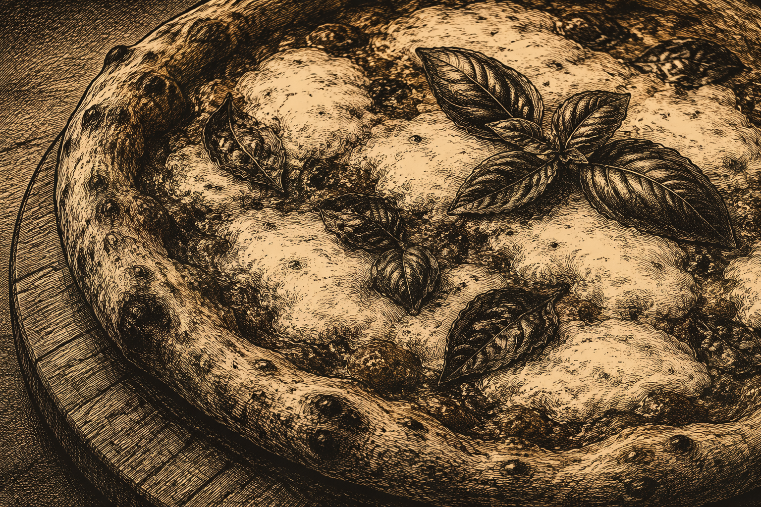 Tuore artesaanipizza puutarjottimella Tuore artesaanipizza puutarjottimella