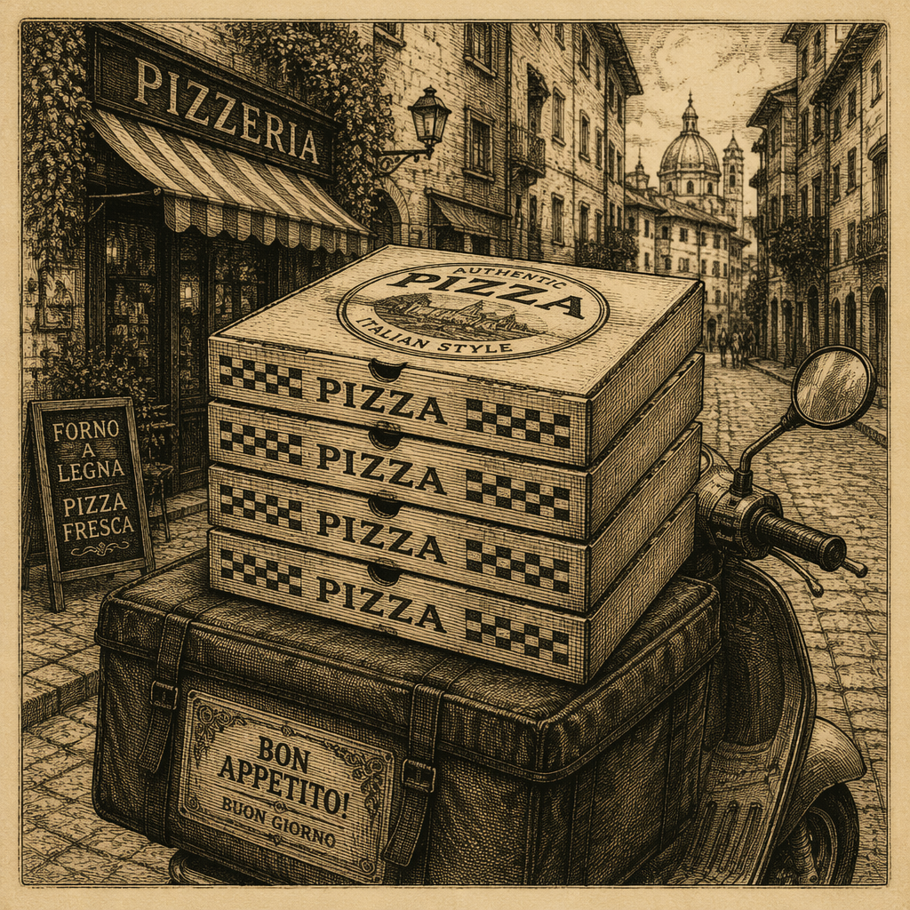 Pizzalaatikoita valmiina kotiinkuljetukseen Pizzalaatikoita valmiina kotiinkuljetukseen